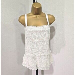 Coldwater Creek Cream Lace Camisole Womens Med Coquette Cottage Fairy Delicate